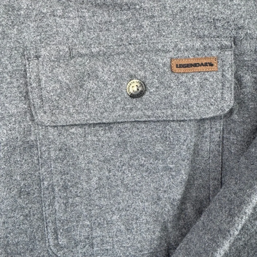Legendary Whitetails Mens Gray Cotton Flannel Shirt Corduroy Trim LG POLW-6692 - Picture 5 of 10
